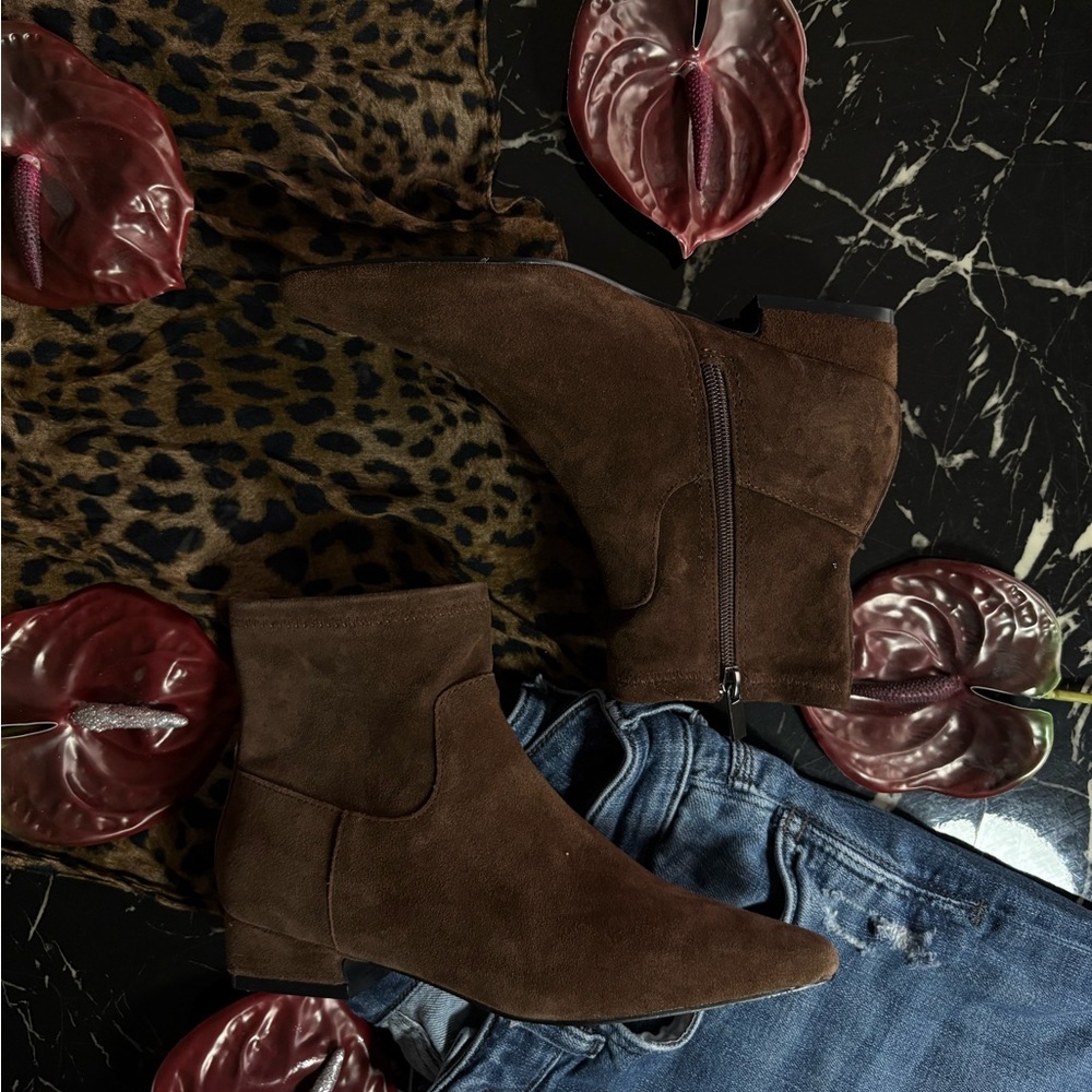 Jason Wu Pointy Toe Block Heel Genuine Leather Brown Suede Ankle Boots Dif sizes - Picture 6 of 15
